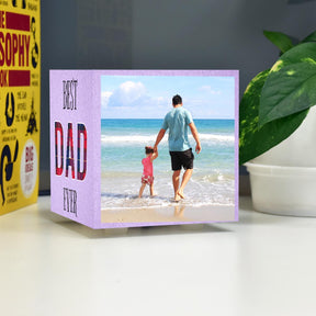 Personalised Best Dad Ever Mini Table Lamp With Wooden Base