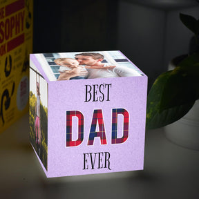 Personalised Best Dad Ever Mini Table Lamp With Wooden Base