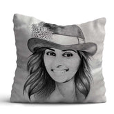 Caricature Sketch Photo Cushion