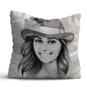 Caricature Sketch Photo Cushion