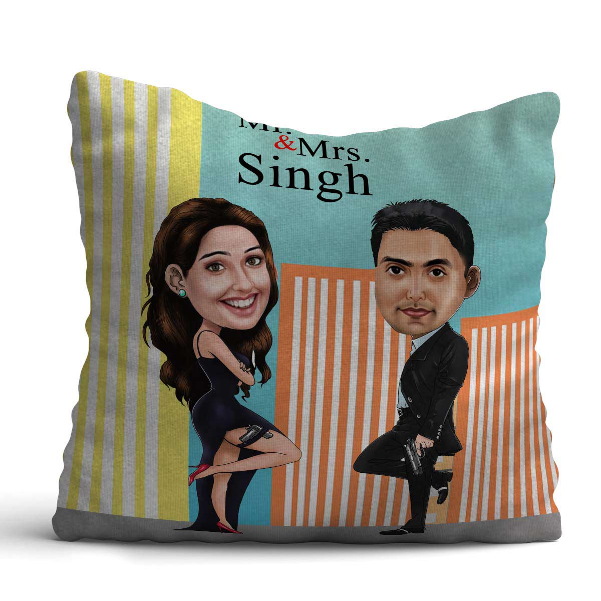 Mr. and Mrs. Forever Caricature Cushion