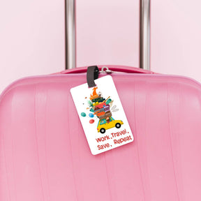 Work Travel Save Repeat Personalised Luggage Tag