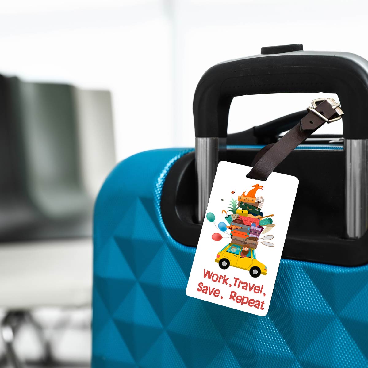 Work Travel Save Repeat Personalised Luggage Tag