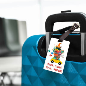 Work Travel Save Repeat Personalised Luggage Tag