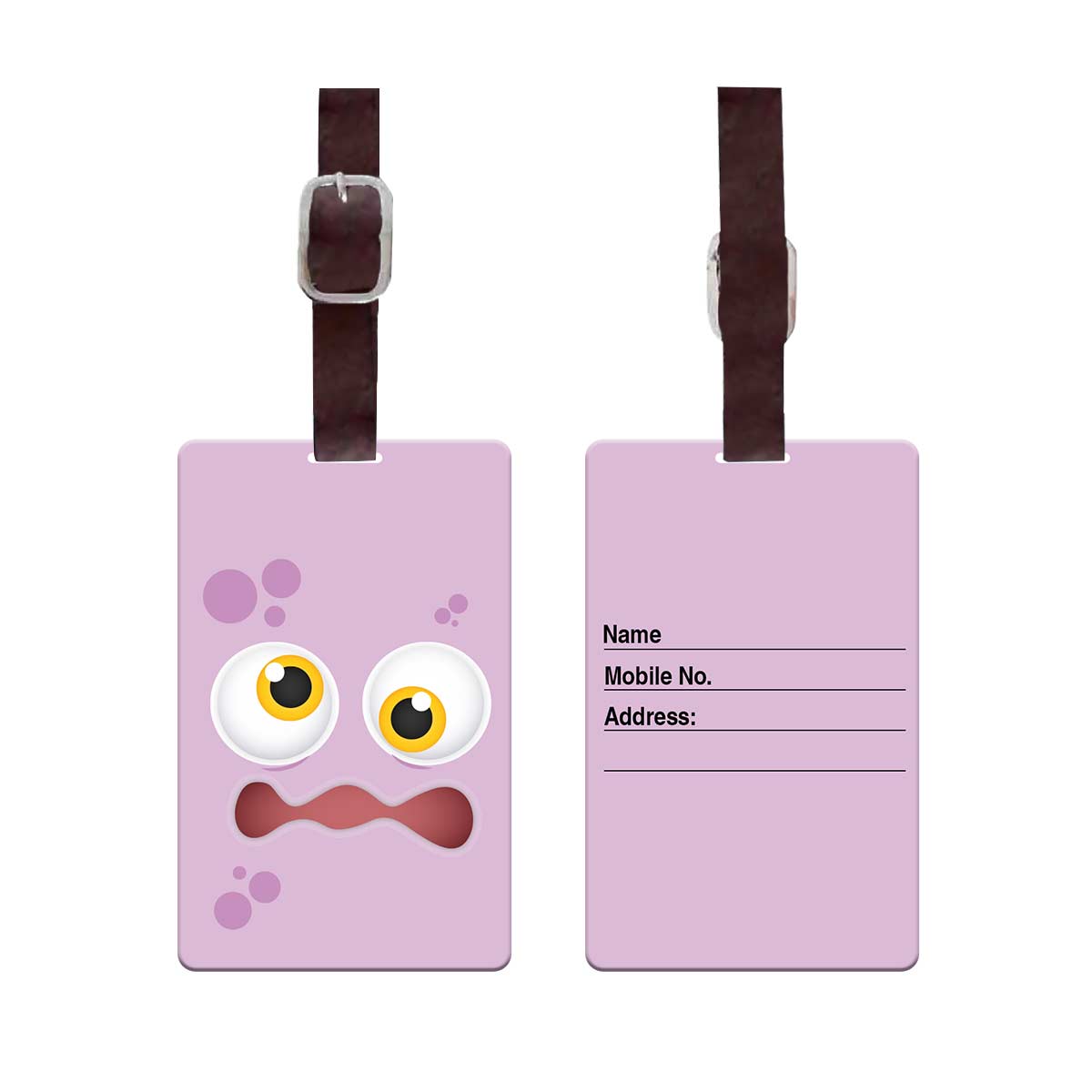 Personalised Pink Monster Luggage Tag