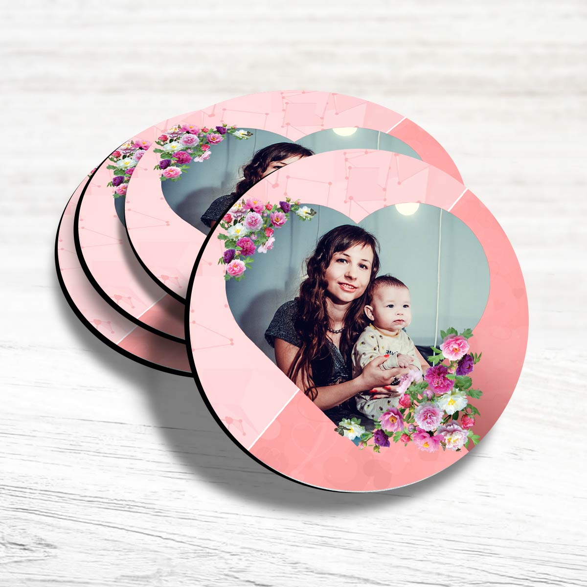 Set of 4 Personalised Coaster Set for Mom Birthday