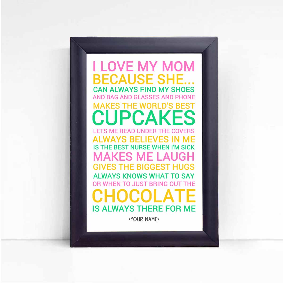 Personalised I Love Mom Poster Frame for Mother-1