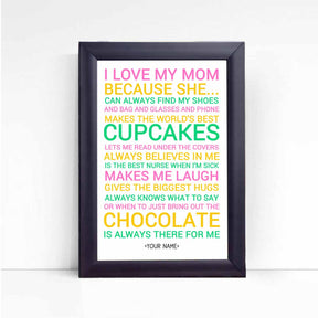 Personalised I Love Mom Poster Frame for Mother