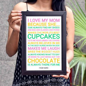 Personalised I Love Mom Poster Frame for Mother