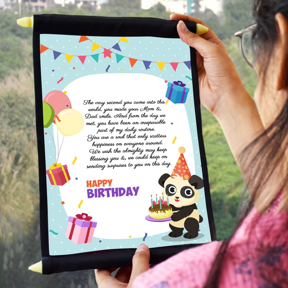 Personalized Message Printed Birthday Scroll from Mom & Dad