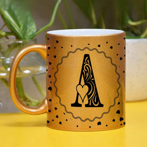 Customized Alphabet Coffee Mug With Heart Gift For Parents, Siblings, Couple, Bf, Gf