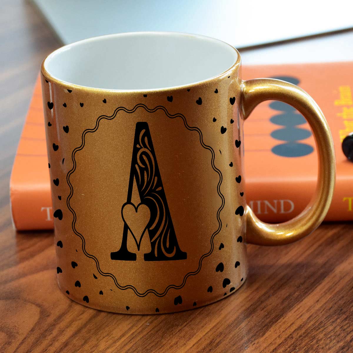 Customized Alphabet Coffee Mug With Heart Gift For Parents, Siblings, Couple, Bf, Gf