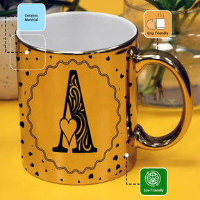 Customized Alphabet Coffee Mug With Heart Gift For Parents, Siblings, Couple, Bf, Gf