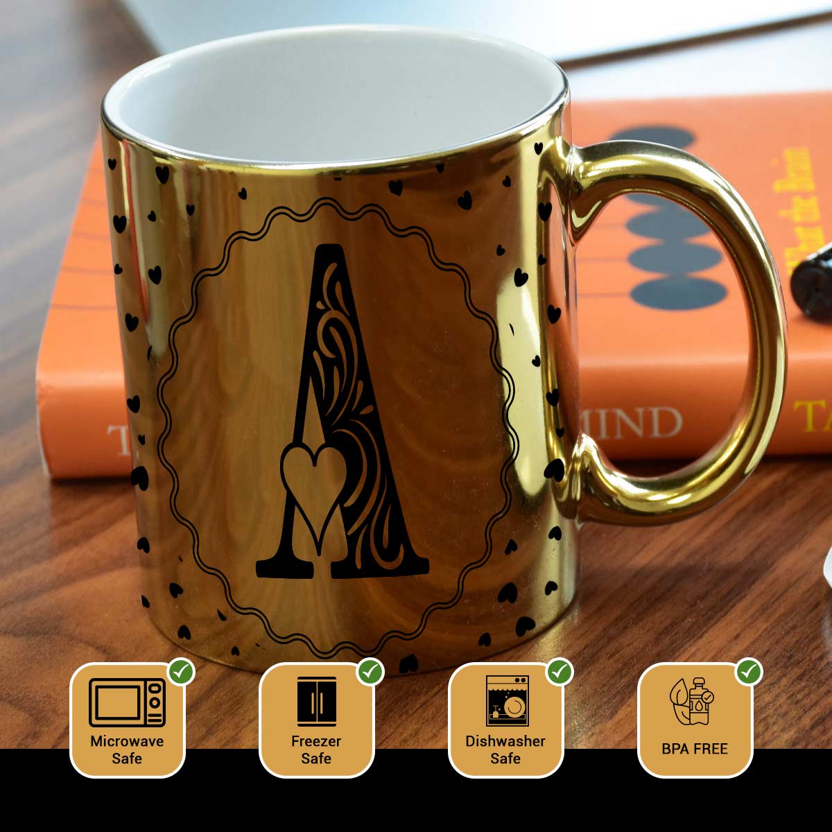 Customized Alphabet Coffee Mug With Heart Gift For Parents, Siblings, Couple, Bf, Gf