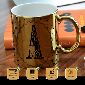 Customized Alphabet Coffee Mug With Heart Gift For Parents, Siblings, Couple, Bf, Gf