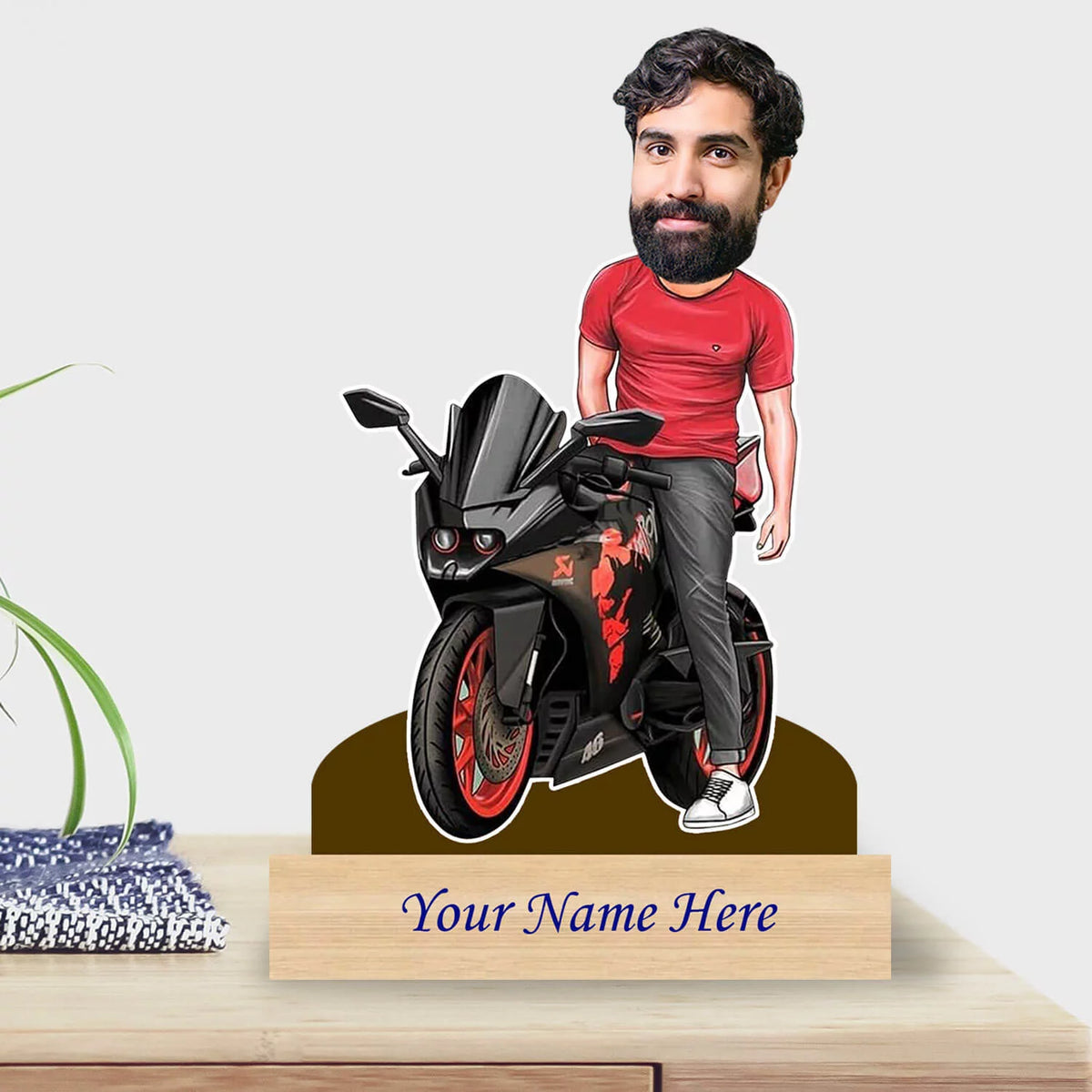 Personalized Caricature for Bike Lover with Custom Name