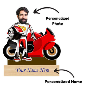 Personalized Super Bike Caricature for Man with Custom Name