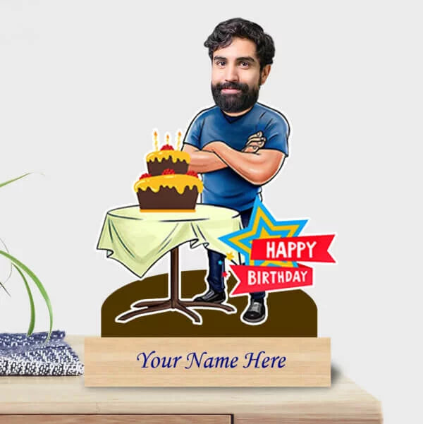 Personalized Caricature Happy Birthday Gift for Man with Custom Name