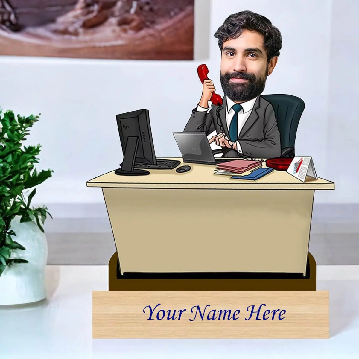Personalized Caricature For Business Man with Custom Name