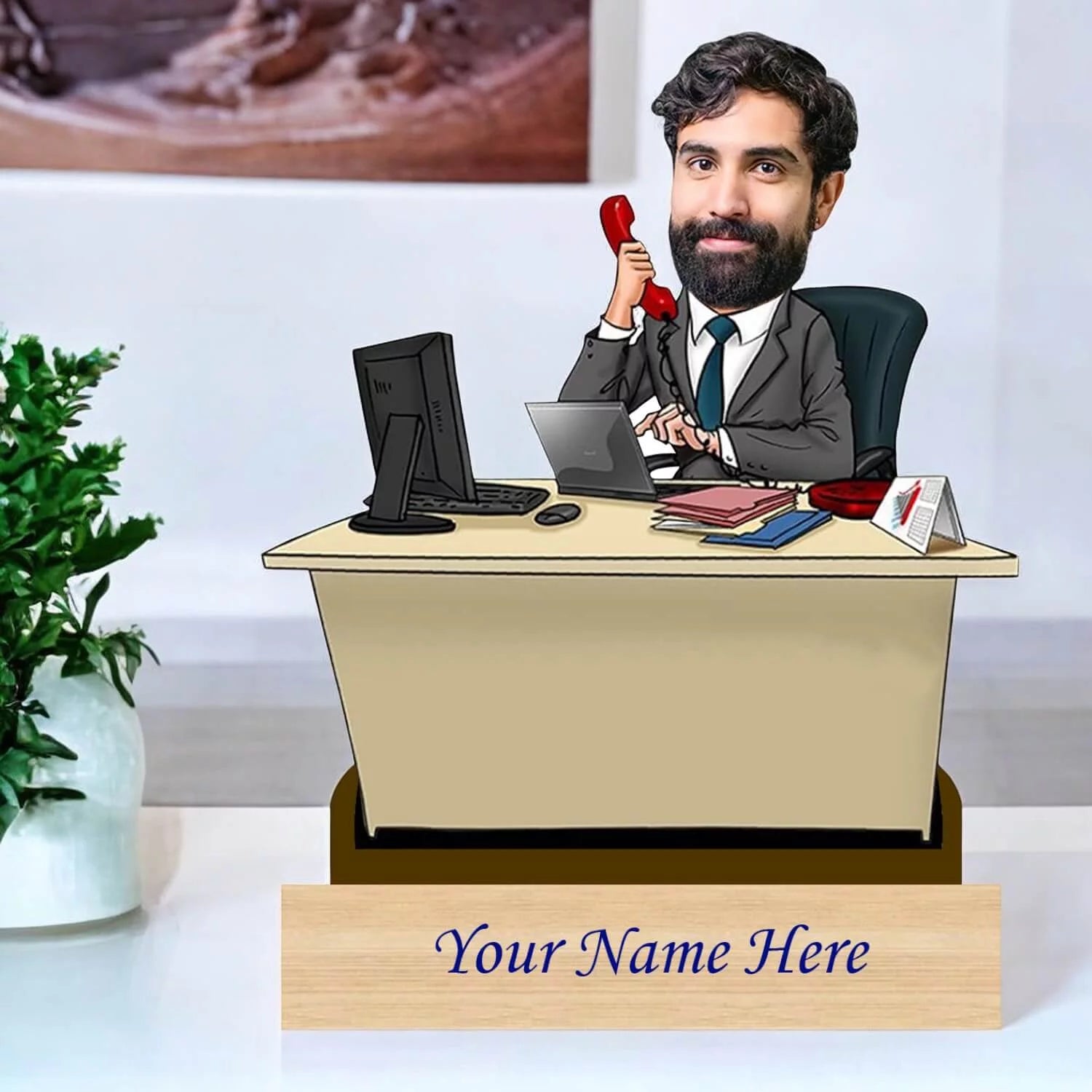 Personalized Caricature For Business Man with Custom Name