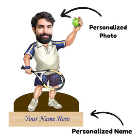 Personalized Caricature For Tennis Player with Custom Name