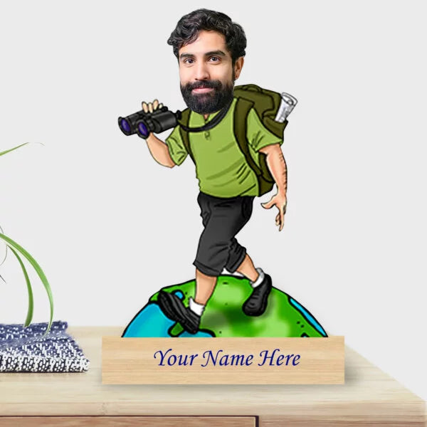 Personalized Caricature For Travel Influencer with Custom Name