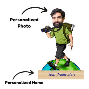 Personalized Caricature For Travel Influencer with Custom Name