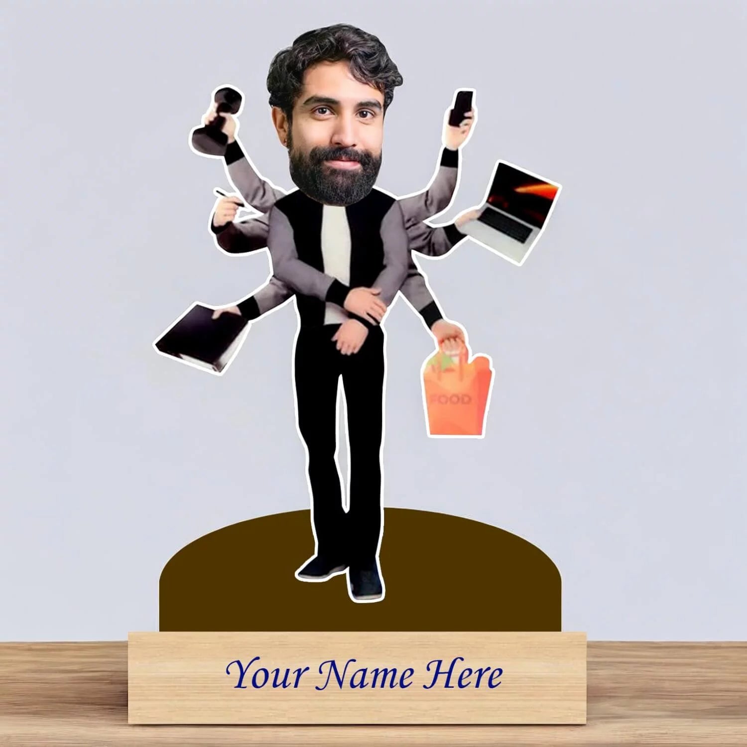 Personalized Caricature For Multitalented Man with Custom Name