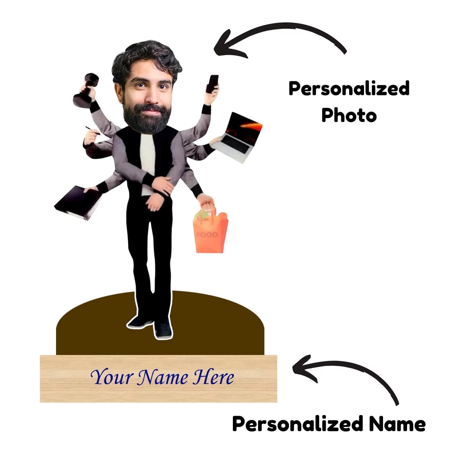 Personalized Caricature For Multitalented Man with Custom Name