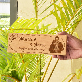 Wooden Engraved Together Name Plate for Home