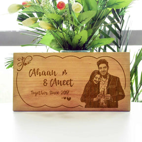 Wooden Engraved Together Name Plate for Home