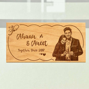 Wooden Engraved Together Name Plate for Home