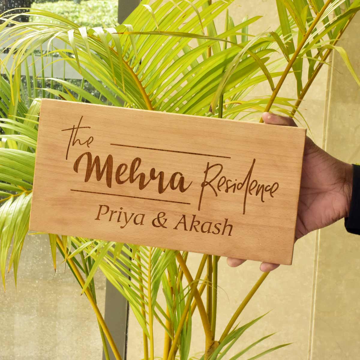 Wooden Engraved Residence Name Plate for Home