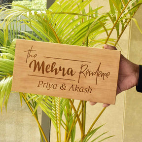 Wooden Engraved Residence Name Plate for Home