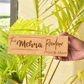 Wooden Engraved Residence Name Plate for Home