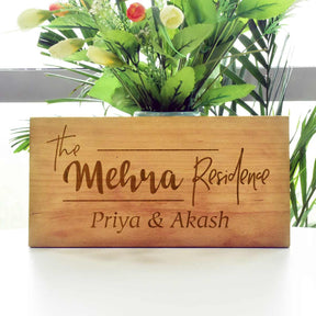 Wooden Engraved Residence Name Plate for Home