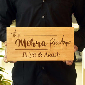 Wooden Engraved Residence Name Plate for Home
