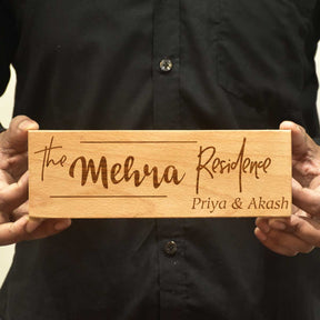 Wooden Engraved Residence Name Plate for Home