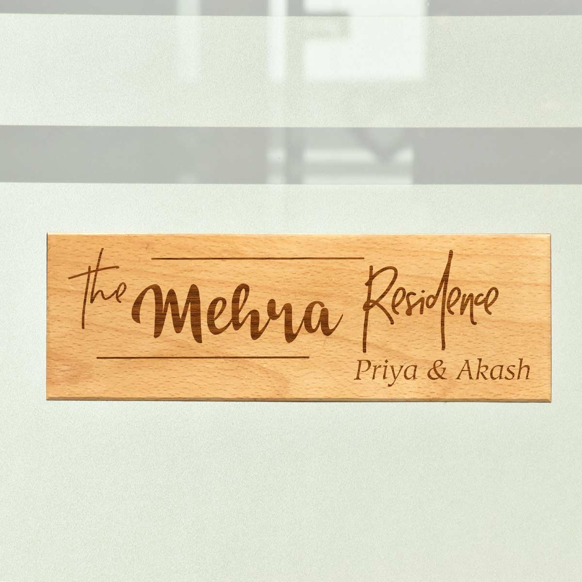 Wooden Engraved Residence Name Plate for Home