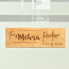 Wooden Engraved Residence Name Plate for Home