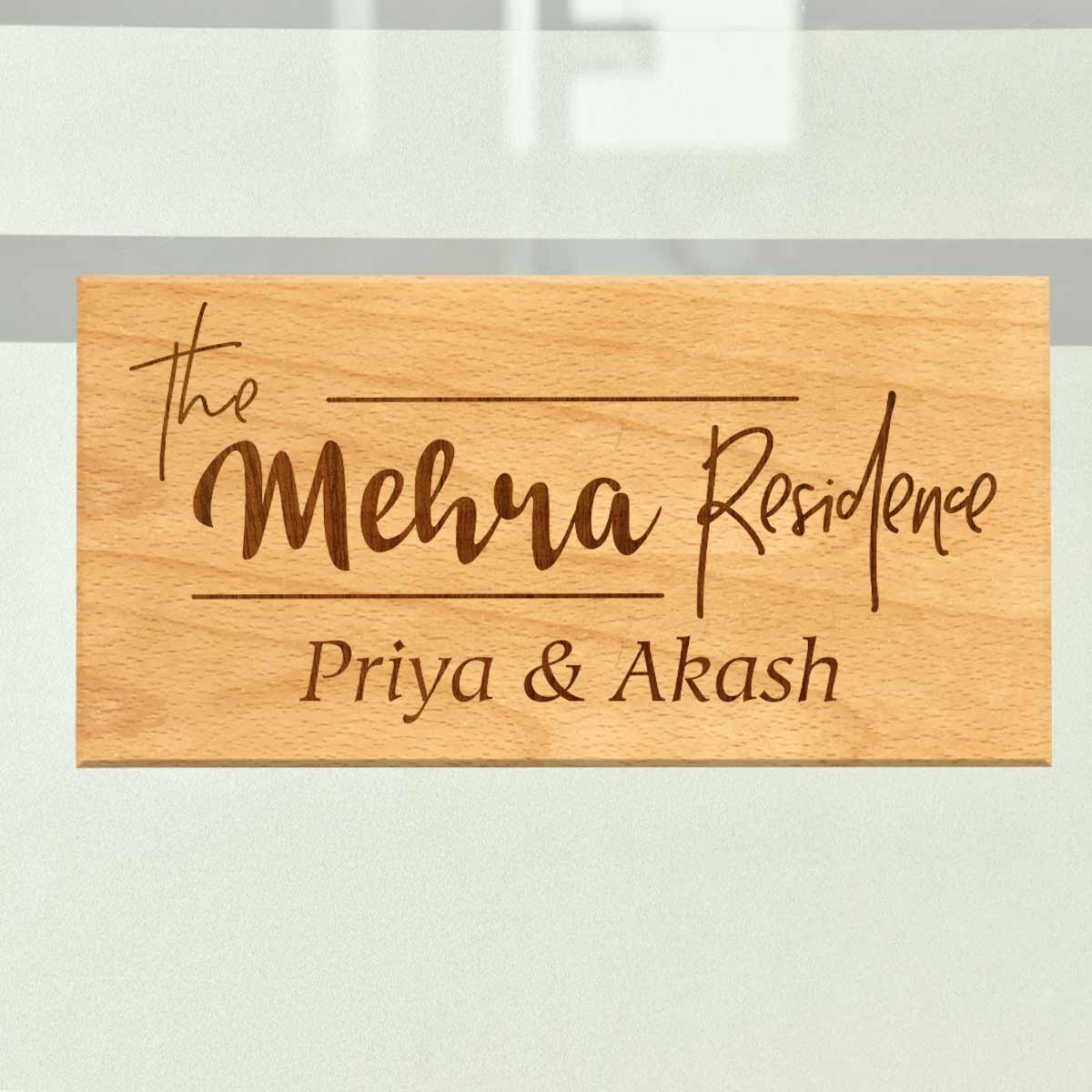Wooden Engraved Residence Name Plate for Home