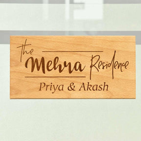 Wooden Engraved Residence Name Plate for Home