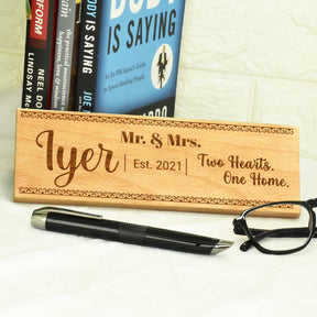 Wooden Engraved Mr. & Mrs. Name Plate for Home
