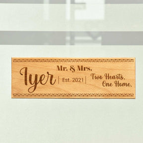 Wooden Engraved Mr. & Mrs. Name Plate for Home