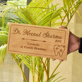 Wooden Engraved Dentist Name Plate for Home or Clinic