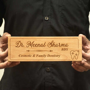 Wooden Engraved Dentist Name Plate for Home or Clinic
