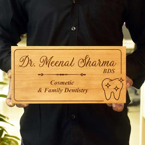 Wooden Engraved Dentist Name Plate for Home or Clinic