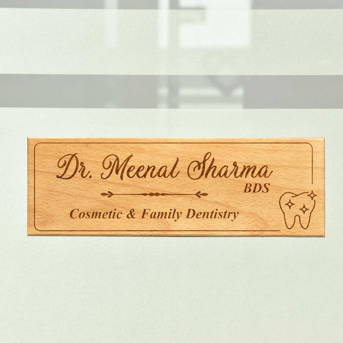 Wooden Engraved Dentist Name Plate for Home or Clinic