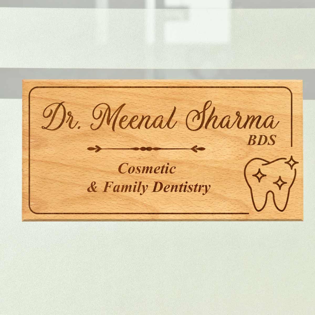Wooden Engraved Dentist Name Plate for Home or Clinic