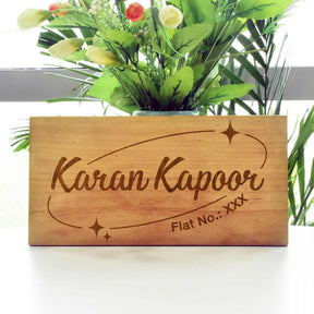 Wooden Engraved Personalised Male Name Plate for Home